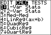 calculate menu under statistics screenshot